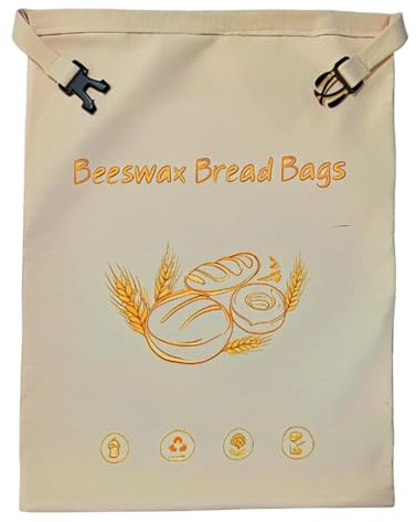 Bolsas de pan de algodón y cera de abeja, Bolsa Pan Tela, Bolsas de Pan Reutilizables Bolsa de Almacenamiento, Bolsas de Lino con Cordón para para pan casero, masa madre y pan fresco