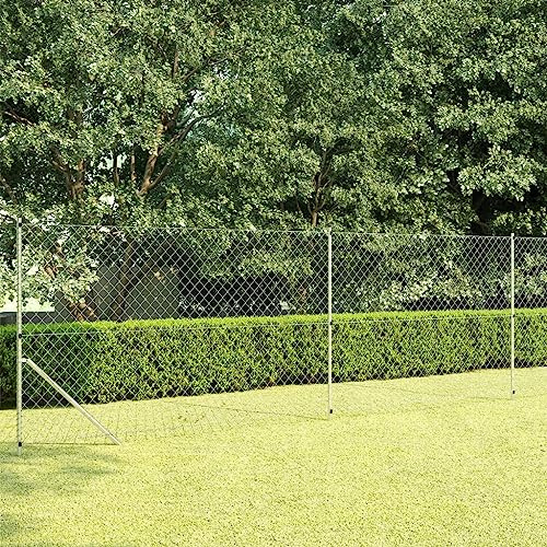 QJBSAVVA Recinzione metallica zincata, 15 × 1,5 m, argento, 1,8 mm, 7 pali e accessori, griglia da giardino resistente alle intemperie, per polli, cani, pascoli, facile da montare per giardino