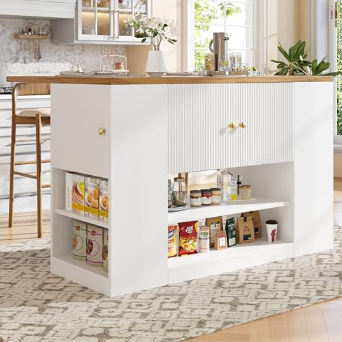 Oxtao Moderna isola da cucina, credenze, angolo cottura con cassetti e ripiani, armadi per cucina e sala da pranzo (bianco, 140 x 70 x 90 cm)