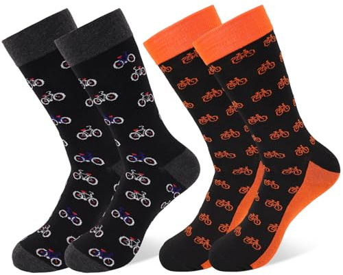 Zidoley Calze da bici da corsa, 2 paia di calzini da ciclismo, da uomo, motivo per bicicletta, regalo divertente, per uomini, 39-46