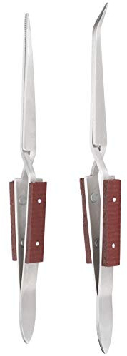 Phefop Pincettes de Verrouillage 2 Pièces, Outil Artisanal en Acier Inoxydable avec Manche en Bois, Pincettes à Souder pour la Fabrication de Bijoux et la Réparation électronique