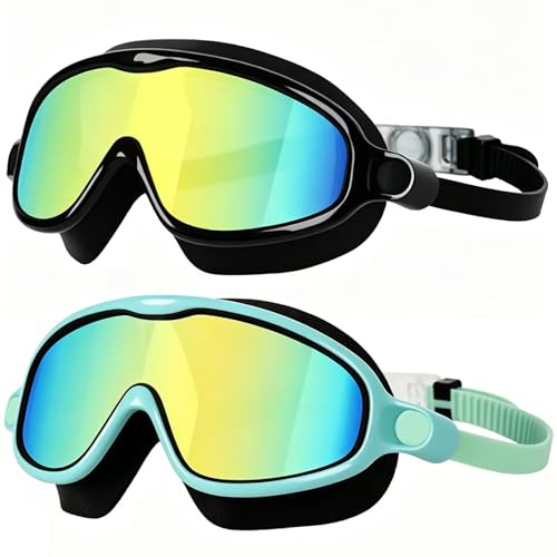 Occhiali da immersione per bambini, da nuoto per ragazzi e ragazze, maschera da snorkeling per bambini, con cinturino in silicone regolabile a 180°, anti-perdita, maschera subacquea per 3-14 anni