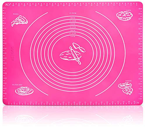 Belmalia Tappetino Silicone Forno Pasticceria, Resistente al Calore, Pizza, Pasta, Fondente, Dolci, Cucina 50x40cm Rosa
