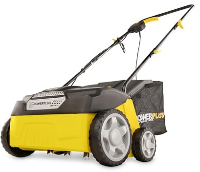 Powerplus Elektro-Rasenvertikutierer POWXG7513-1400 W und 320 mm Schnittbreite, 2-in-1-Lüfter und Elektro-Vertikutierer für Ihren Garten