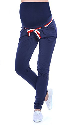 MijaCulture - Casual Schwangerschaftshose Umstandshose/Umstandsmode Monika 9081 (XXL / EU44, Blau)