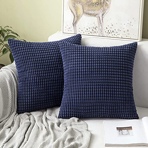 MIULEE Kissenbezug 40x40 Blau Sofakissen Kordsamt Kissenbezüge Quadrat Cord Dekokissen Kissenhülle Dekorativ Couchkissen Bezug Weich für Wohnzimmer Schlafzimmer 16x16 Inch 2er Set