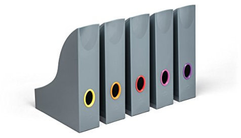 Durable Stehsammler A4 bunt (Varicolor), anthrazit mit farbigen Grifflöchern, 5 Stück im Set, 770657