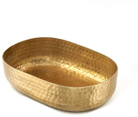 American Metalcraft ABHG69 Hammered Aluminum Entrée Basket, Oval, Gold, 48-Ounces