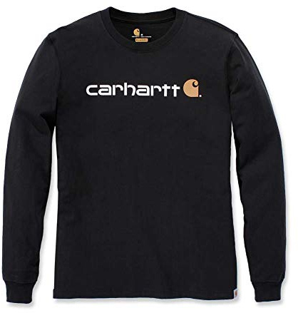 Carhartt, Hombre, Camiseta De Manga Larga Con Logotipo Gráfico, Tejido Grueso, Ajuste Ligeramente Holgado, Negro, L
