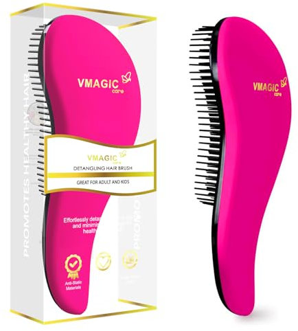 Detangling Brush - glide the Detangler Brush through Tangled hair - Best Comb for Women, Girls, Men & Boys - Use in Wet and Dry Hair (Rose Red)