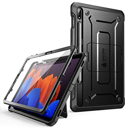 SUPCASE Hülle für Samsung Galaxy Tab S8 / Tab S7 (11'') Case 360 Grad Schutzhülle [Unicorn Beetle Pro] Support S Pen Laden mit Displayschutz, Schwarz