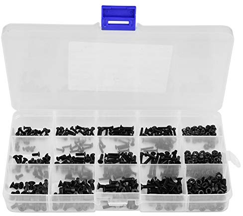 Vis à Tête Fraisée M2 M2.5 M3, 480 Pièces vis à tête bombée avec écrous, Kit D'écrou à Tête Plate Hexagonale en Acier Inoxydable avec Boîtier de Rangement en Plastique