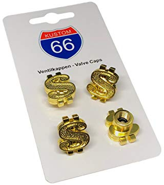 Juego de 4 Tapones de válvula de dólar Dorado para Coche y Moto