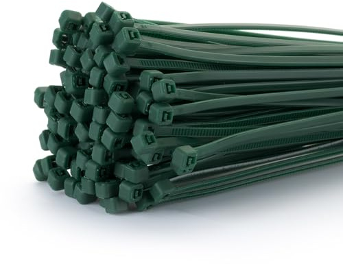 Fix&Easy Kabelbinder 2,5x100mm dunkel grün passend zu RAL 6005 Moosgrün 300 Stück UV- und Wetterbeständig Set für Garten Blätterzaun Blickschutz Pflanzstäbe Rankstäbe Doppelstabmatten Sichtschutz Zaun