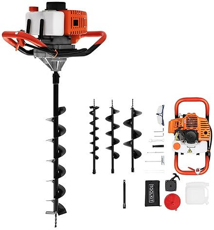 BJTDLLX Tarière à essence avec 3 forets 10 cm - Moteur 2 temps
