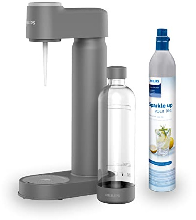 Philips Water GoZero Soda maker Lite ADD4901BK/10, grigio, bottiglia d'acqua da 1 l, bombola di CO2 da 60 l