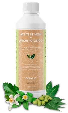 Naukua 1L Jabón Potásico & Aceite de Neem Concentrado Ecológico 100% Natural - Mejora y activa las defensas naturales de las plantas de interior y exterior - Actúa de manera rápida y eficaz