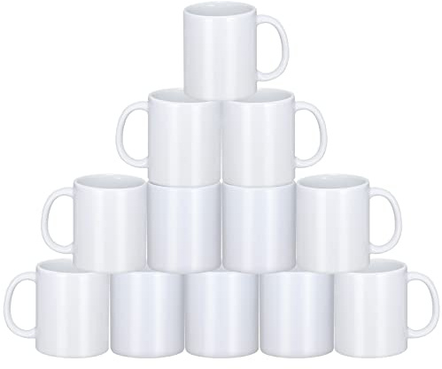 Yephets Sublimation Mugs, 12Pcs Coffee Mugs Blank White Ceramic Coffee Mug Set Sublimation Cups 11 oz Christmas Coffee Mug for Hot Chocolate Latte Tea Milk DIY Products