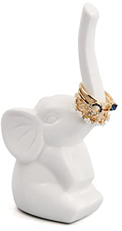 emperoch Elefanten Geschenke Porzellan Elefant Ringständer Einzigartiger Ringständer Schmuckhalter Elefant Ringhalter Schmucktablett für Schmuckständer Organizer & Display