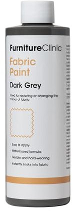 Furniture Clinic Fabric Paint - Use to Restore or Change the Colour of Upholstery, Soft Furnishings, Car Interiors - Easy to Use - Works on All Fabrics (Dark Grey, 250 ml)
