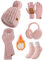 CMTOP Wintermütze Damen Touchscreen Handschuhe Set Thermo Strickmütze Beanie Wintermütze Winterschal Winterhandschuhe Ohrenwärmer Und Wintersocken-5 Stück Set Gestrickte(Rosa,Einheitsgröße)