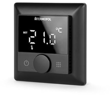 Termofol Thermostat connecté TF-H5 pour chauffage par le sol électrique, programmable avec câble, lame chauffante, noir