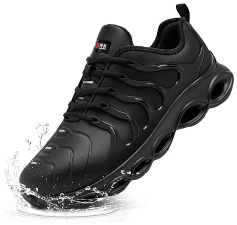 LARNMERN Scarpe Antinfortunistiche Uomo Impermeabile Ammorti Leggere Scarpe Antinfortunistica Scarpe da Lavoro con Punta in Acciaio Comodo Moda Anti-Spacca(Nero Microfibra,43 EU)