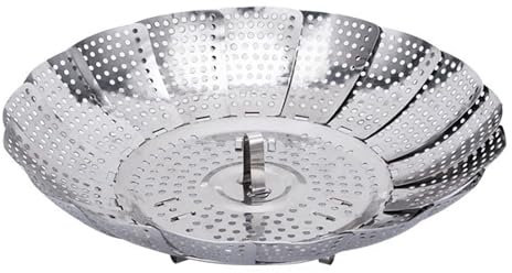 Dampfeinsatz Topf, Einstellbar DäMpfeinsatz Durchmesser Offen 27cm, Edelstahl Dampfgarer, Garsieb für Töpfe und Schnellkochtöpfe, Dünsteinsatz faltbar