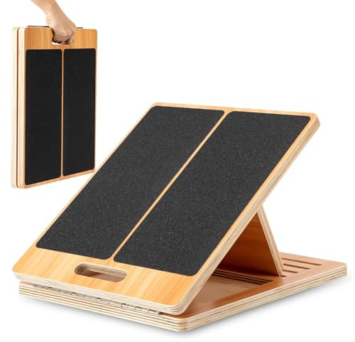 StrongTek 13” Wide Portable Wooden Slant Board, 5-Level Incline (15°-35°), Lower Grip Handle, Beginner & Rehab Friendly, Non-Slip Surface for Calf Stretching, Squats, Physical Therapy