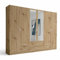 Stella Trading ELVA Kleiderschrank mit Spiegeltüren in Artisan Eiche Optik - Vielseitiger Drehtürenschrank 6-türig für Ihr Schlafzimmer - 271 x 210 x 54 cm (B/H/T)