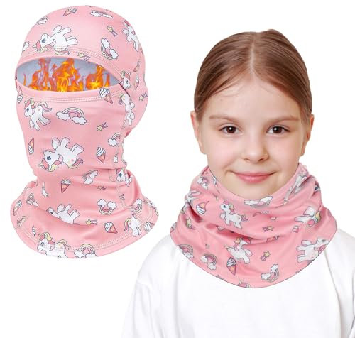 AYPOW Kinder Sturmhaube Winter, Multifunktional Winddicht Fleece Warm Skimaske Radfahren Gesichtsmaske unter dem Helm, Sturmmaske Mütze mit Halswärmer für Jungen Mädchen 4–10, Winter Outdoor Sport