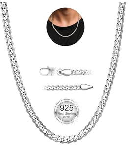 YADOCA Silberkette Herren 925 Silber, 3mm Dicke Halskette Kette für Männer Robuste Herren Silber Kette Hypoallergene Panzerkette Halskette Schmuck für Männer 51cm