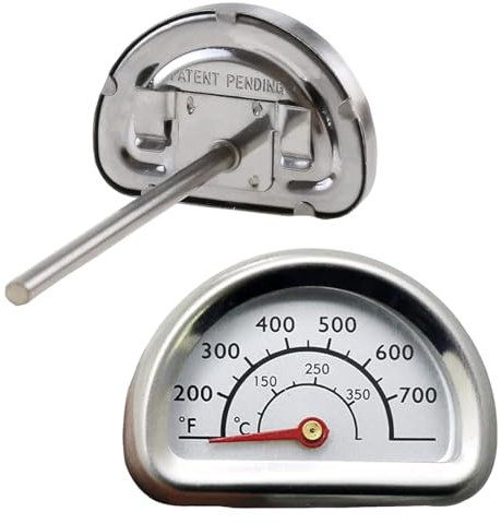 NHQZ Termometro professionale da forno,per Omnia, in acciaio inox, con sensore di temperatura lungo (7 cm), come ricambio per forno per pizza, forno a legna, forno in pietra, barbecue