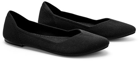 GLAMORA Ballerines Femme Maille Tricotée Bout Pointu Coupe Étroite Chaussures Plates Respirantes Légères Souples Confort Antidérapantes Élégantes