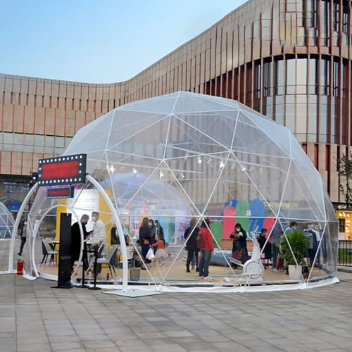 Tenda a cupola geodetica trasparente per campeggio e cortile, spaziosa riparo per 5-7 persone con tettoia design gazebo per relax all'aperto e uso in serra