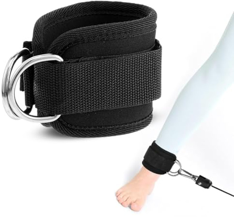 Chevillère à poulie rembourrée (noire), sangle de câble pour musculation et fitness, accessoire de fitness, sangle de cheville pour le sport, la position allongée et les fessiers