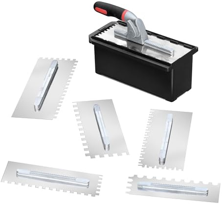 SUMED Switchable Notch Trowel Set 8-Piece Kit - Time-Saving No-Swap System, Professional Stainless Steel Tile Tools Ergonomic Grip, for Floor & Wall Tile, Cement, Concrete, Masonry Work