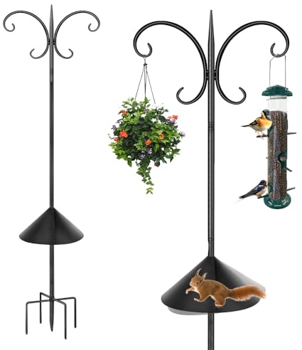 YANGUN Bird Feeders Hanging Station, 225cm Bird Feeder Pole, Free Standing Feeding Station, Heavy Duty Metal Hangers Outdoor Garden Tall Shepherds Crooks Hooks for Light, Lanterns, Wild BirdFeede