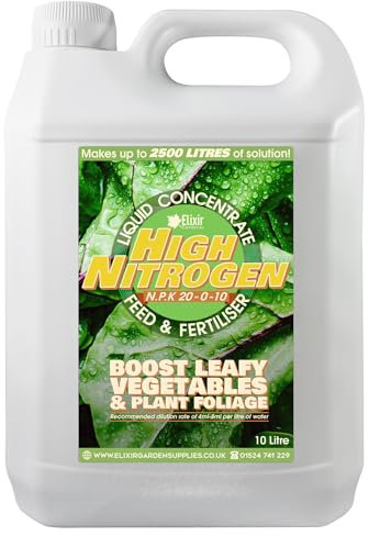Elixir Gardens High Nitrogen Liquid Fertiliser All Season For Fruit, Flowers and Lawns | Various Sizes 1-10L | Produces 2500L of liquid feed | 10 Litre Bottle