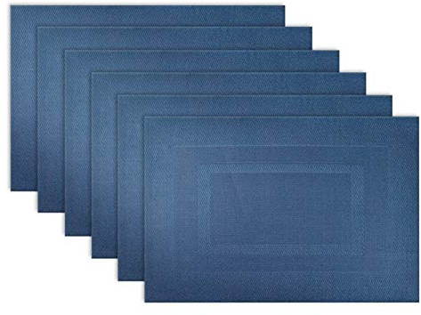 DII Vinyl Tabletop Collection, Placemat Set, 13x17.25, Nautical Blue, 6 Piece
