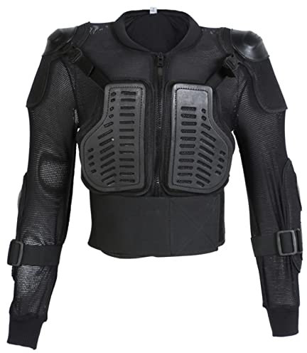 Texpeed - Kinder Motocross jacke mit Rückenprotektor für sportliche Aktivitäten - Brustschutz - Schwarz - 10 Jahre