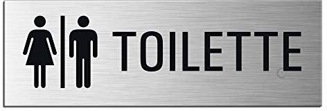 Targa autoadesivo in alluminio - Toilette Donne e Uomini | 240x80 mm | No.25086-S