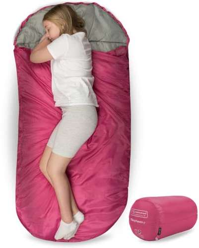 Highlander bred sovsäck stor XL extra stor pod-design, perfekt för camping, övernattningar och festivaler – lätta enkelfickor för vuxna juniorer Kids Sleephaven (Fuschia)
