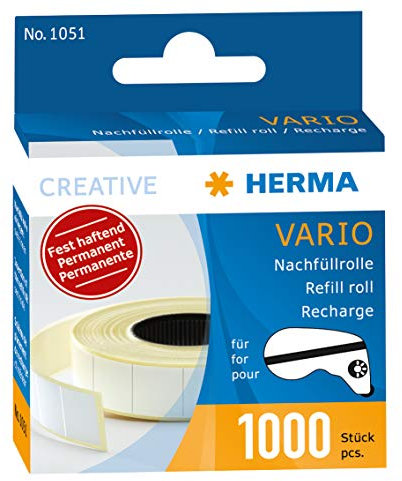 Herma 1051 Vario Nachfüllrolle (5er Spar-Pack / 5 Rollen = 5000 Klebestücke)