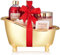 BRUBAKER Cosmetics 6-teiliges Geschenkset Cranberry Love - Bade- und Dusch Set in goldener Deko-Wanne
