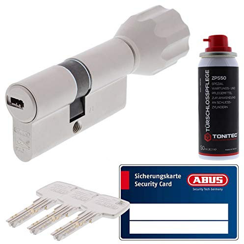 ToniTec Set aus ABUS Profilzylinder Schließzylinder mit Knauf EC660 Knaufzylinder mit 3 Schlüssel Größe 40 30K + ToniTec Pflegespray