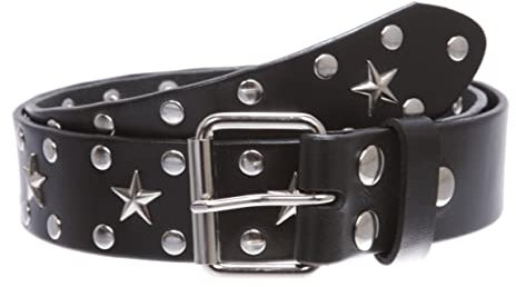 Gürtel mit silberfarbenem Stern und Kreis Gr. M/L-91 cm, Schwarz