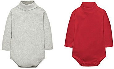 CuteOn 2 paquetes Unisexo Bebé Rompers Cuello polo Manga Larga Algodón Infantil Body Mono Gris + Rojo 18 Meses