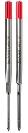 Monteverde Recharges pour Stylo à bille Pointe moyenne, rouleau souple compatibles Stylos à bille Sheaffer - Rouge (Lot de 2)