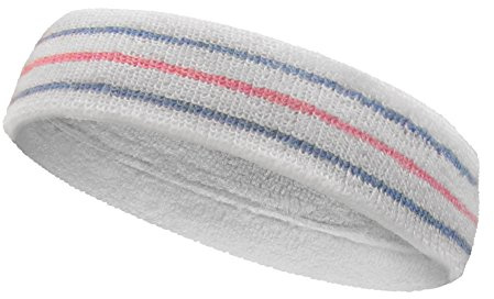 COUVER Tennis Sports Headband, White Light Blue Pink, 1 PC